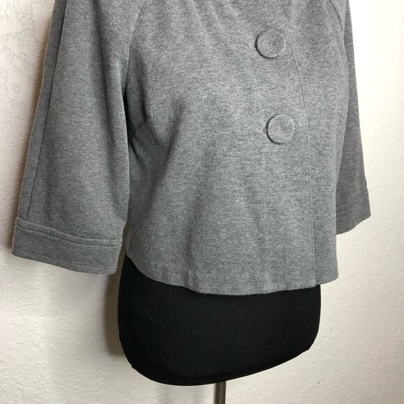 Hanna Andersson gray button front cropped swing jacket size Medium Petite PM - Picture 4 of 14
